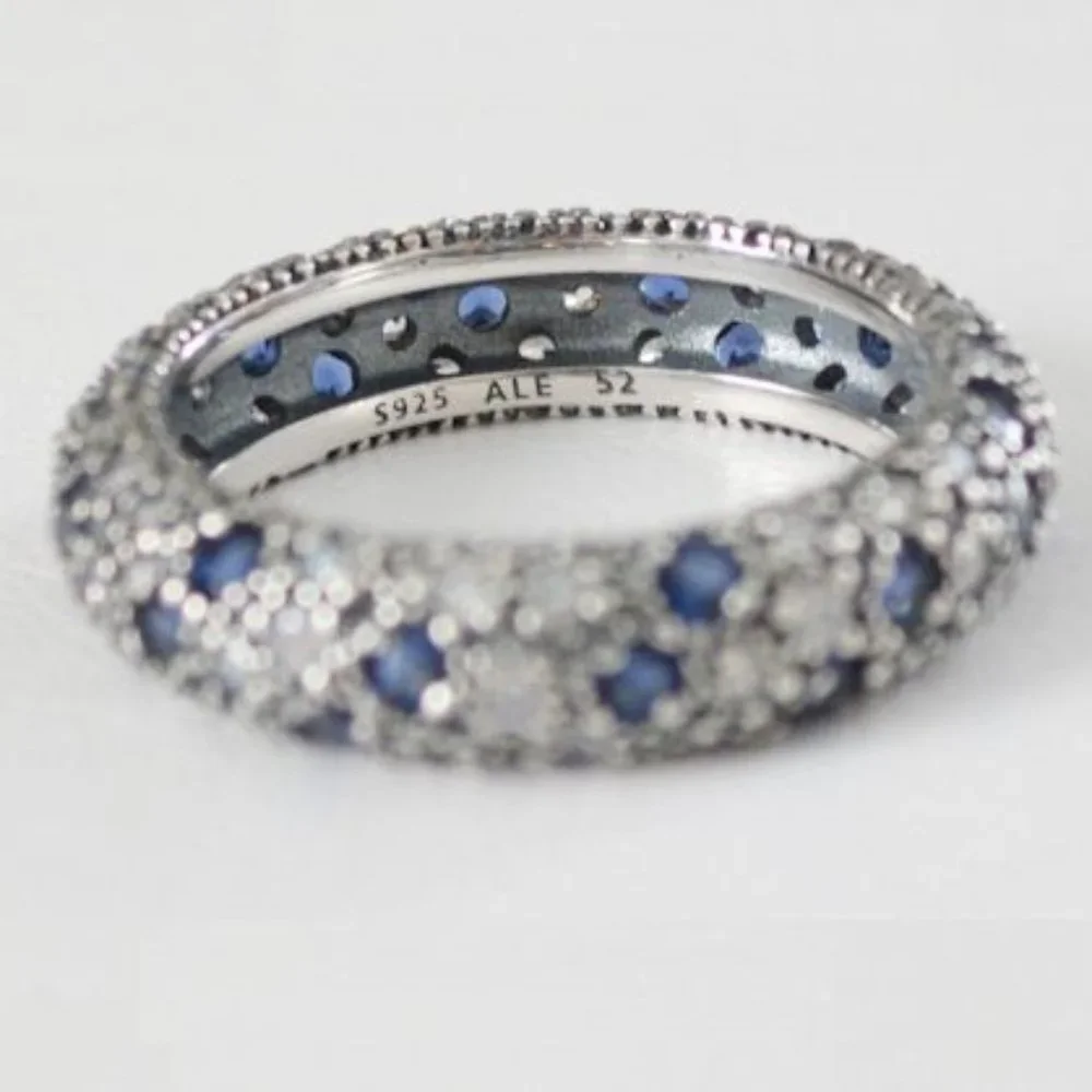 Authentic Pandora Blue & Clear Cosmic Stars Ring SIZE 7 (52) - LOVELY